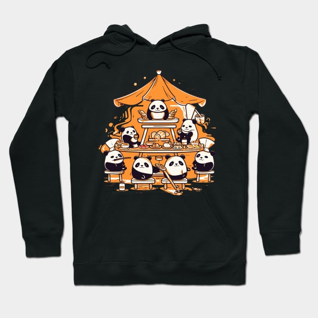 Panda Food Passion: Restaurant Ramen Panda Feast Mode: Culinary Cuteness Hoodie by Kibo2020